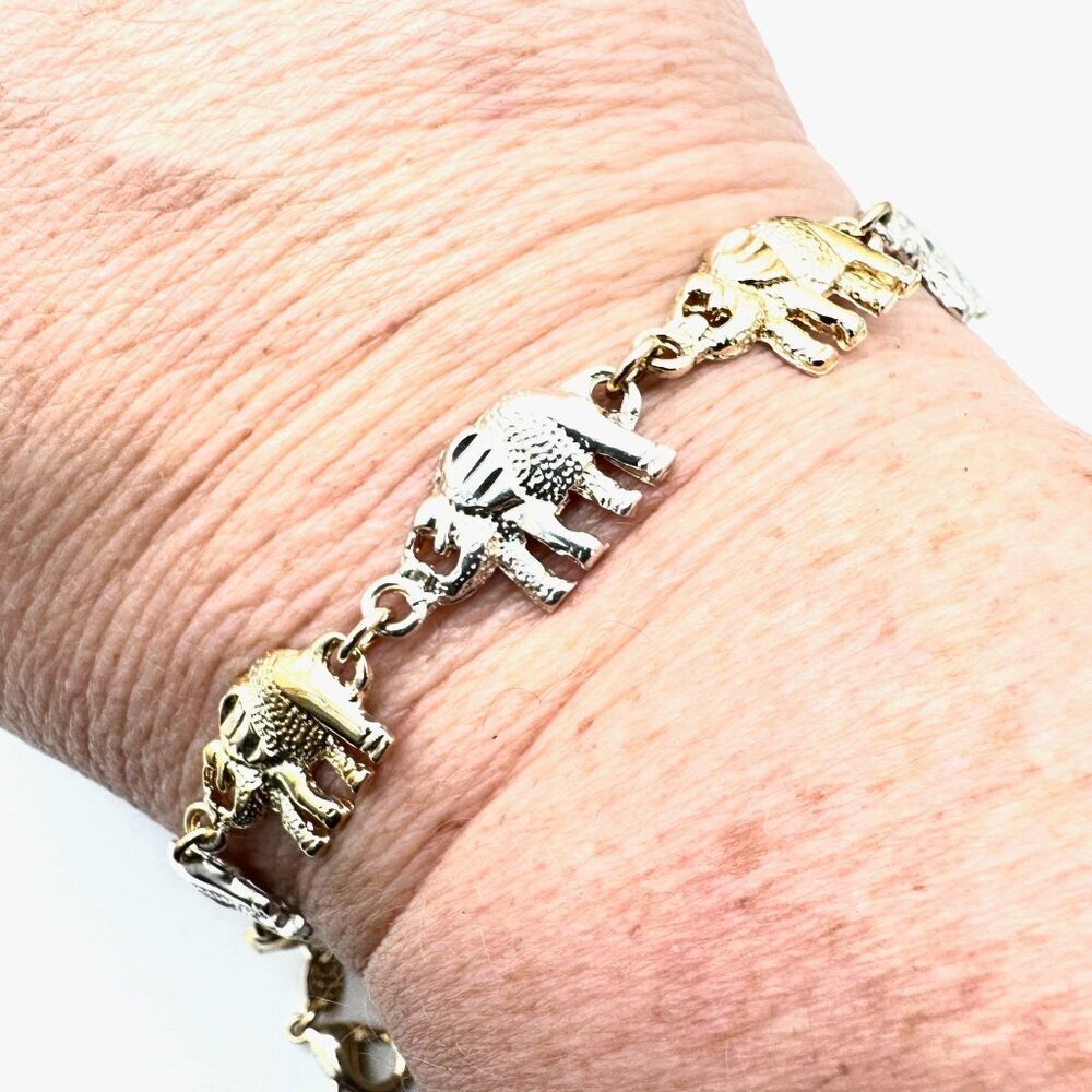 Womens Bracelet 18K White Yellow Gold Filled Noahs Ark Animals 7 Inch Gift for H